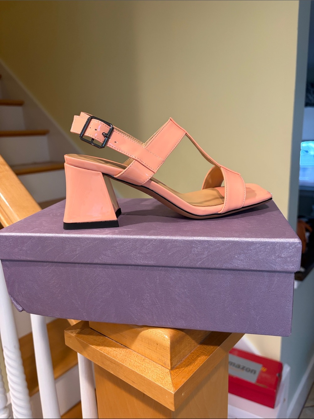 Slingback Block Heel Sandals in Coral Pink